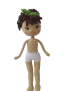 Handmade crochet doll base showing embroidered face details and curly hair