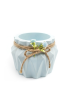Front perspective view of light blue geometric gypsum vase on white background, PrestaShop product photo.