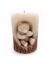 Front top view of handcrafted bear house scented candle on clean white background with subtle shadow.
