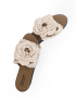 Top view of off-white handmade crochet floral sandals made in Syria