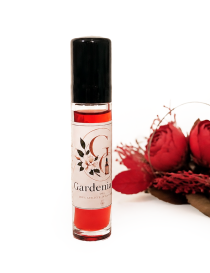 Gardenia Oil 5ml natural rose oil roll-on bottle with red rose decorations for delivery in Syria