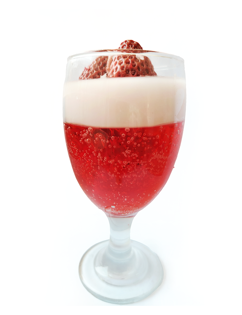 Glass goblet strawberry cheesecake candle by Night Candles for Syria gift delivery