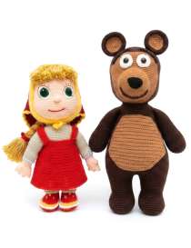 Masha and Bear Crochet Dolls Set (Standing) by Saja Handmade Syria