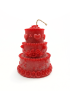 Red tiered cake-shaped candle with heart details by Night Candles for gift delivery in Syria
