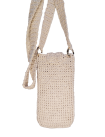 Beige crochet phone bag with crossbody strap by Sundos