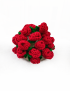 Handmade red crochet rose coasters set in holder for gift delivery in Syria.