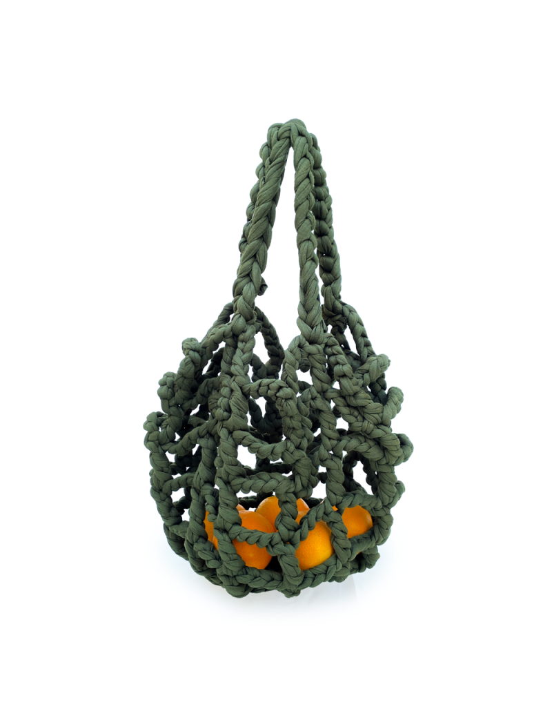 Navy Green Net Bag Crochet