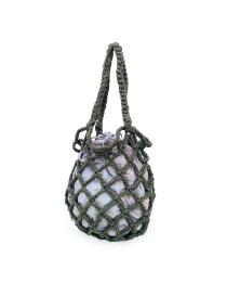 Navy Green Bag with Fabric Sack Crochet