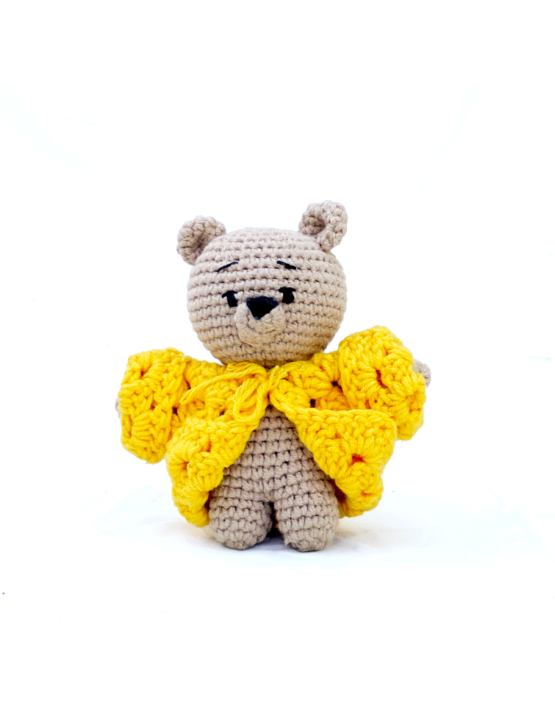 Mini Teddy Bear Yellow Jacket Crochet