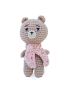 Beige Teddy Bear Pink Scarf