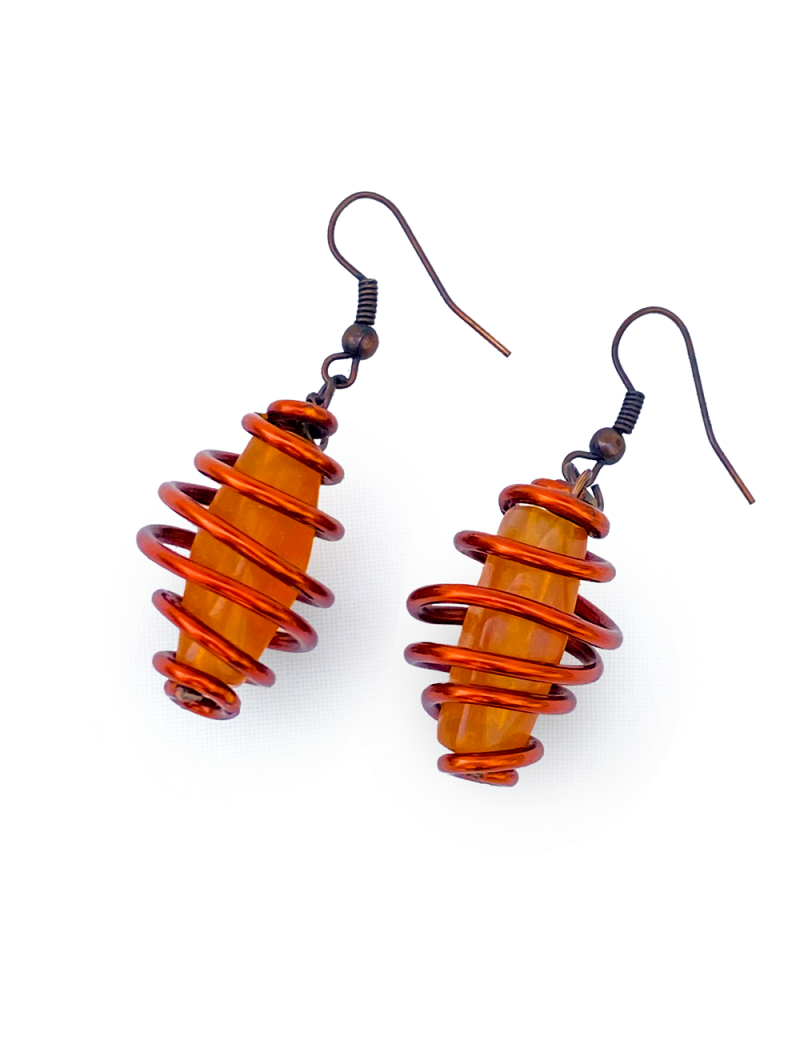 Aqeeq Copper Earrings