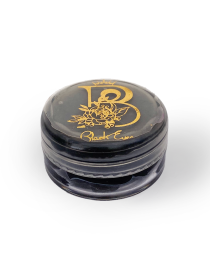 Black Ever professional eyebrow styling wax 20g jar with gold floral logo.