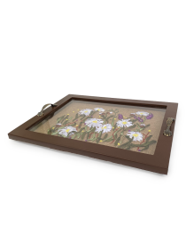 Embroidered burlap tray