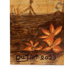 Woodburning Tableau Swans and a Lake