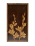 Full front view of A4 tulip pyrography tableau with dark background.