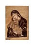 Front view of A4 Virgin Mary and Child woodburning art.