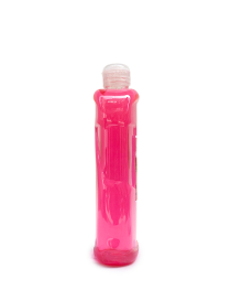 Side profile of Rozy pink liquid hand soap bottle