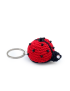 Handmade ladybug keychain featuring black bead accents and a flower detail.