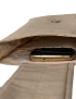 Interior of bag showing satin lining and a smartphone in the pocket.
