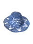 Wide-brim ocean blue crochet cotton sun hat for women.