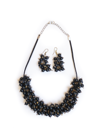 Handcrafted Beaded Cluster Necklace & Earrings Set - 5 Colors