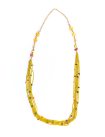 Multi-strand yellow seed bead necklace