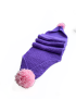 Playful Purple Knitted Scarf with Pink Pom Poms – Handmade Wool