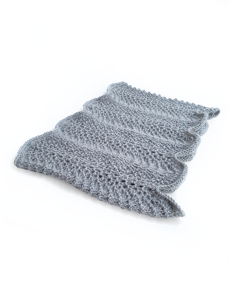 Heather Grey Openwork Infinity Scarf with Metallic Sparkle