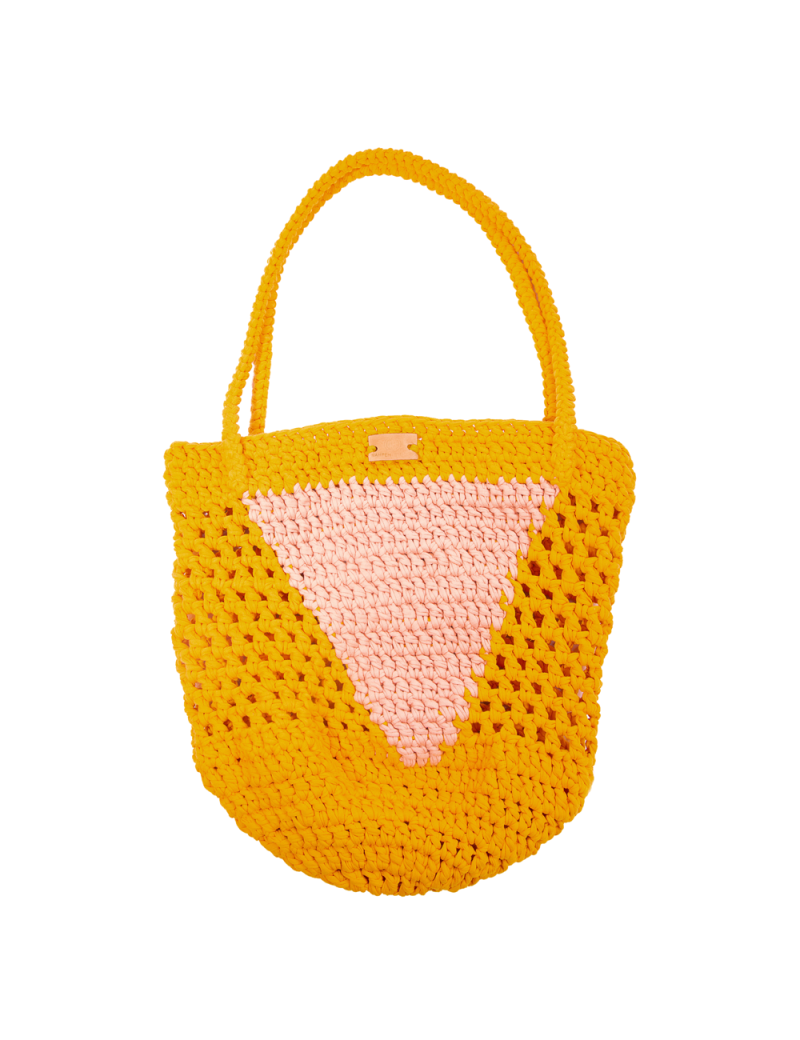 Pink Triangle Yellow Beach Summer Net Bag