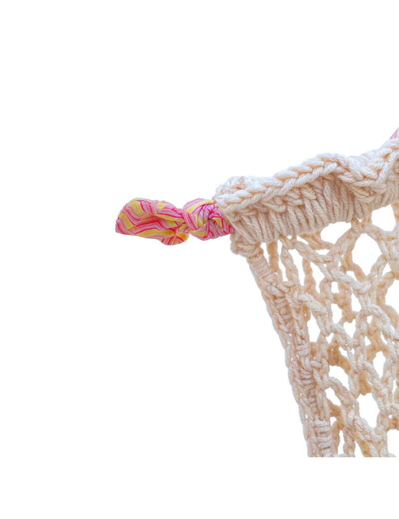 Beige Cotton Crochet Net Bag