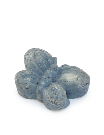 Butterfly-shaped artisanal charcoal soap for detox skin care.