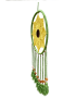 Profile shot of the sunflower dream catcher showing the depth of the green wrapped hoop.