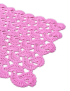 Detailed view of intricate pink crochet shell stitch pattern.