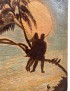 Detailed view of pyrography shading on the couple silhouette and sun.