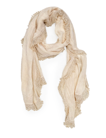 Full-length view of the 212x62 cm vintage silk scarf showing drape.