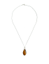 Natural Tiger's Eye teardrop pendant in silver setting.