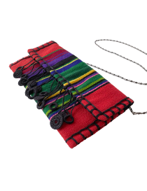 Horizontal view of Sahra Nights bag with multicolor vertical stripes.