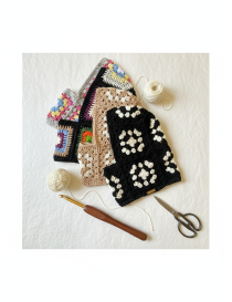 Cozy Crochet Granny Square Balaclava Hood.