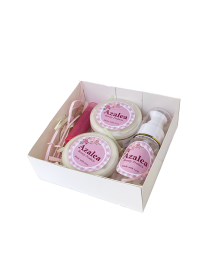Azalea Beauty gift set in a fancy decorative box featuring day cream, night cream, and lip balm.