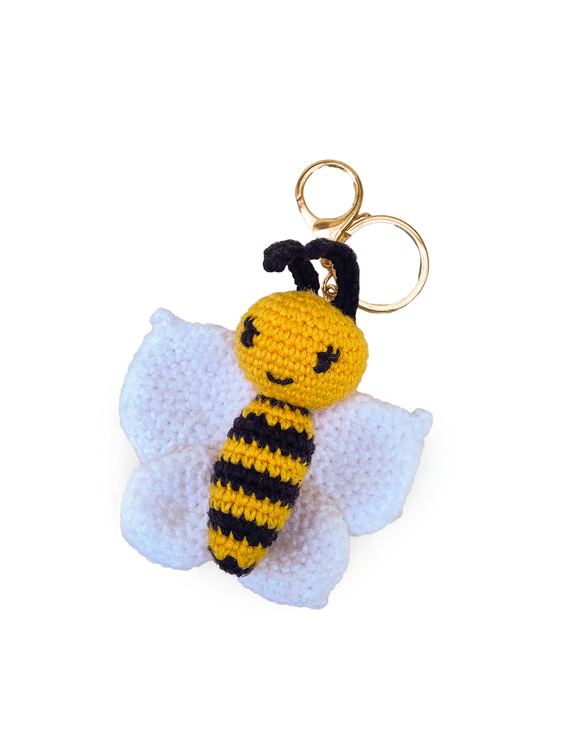 Handmade Crochet Bee Keychain | Cotton Amigurumi Bag Charm