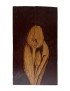 Detailed woodburning of a Calla Lily flower on dark-stained wood by DuJArt.