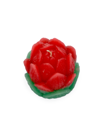 Close-up detail of handcrafted wax petals on a lotus candle.