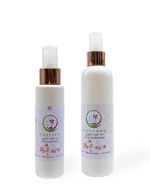 Montago Damascene Rose Water spray bottles in 100ml and 250ml sizes.