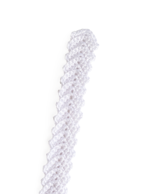 Pure white handmade crochet feather bookmark with a cream-colored bead.