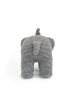 Back view of the grey amigurumi elephant showing its tail and uniform stitching.