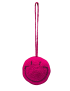 Handmade fuchsia pink crochet smiley face hanging decoration.