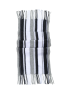 Full-length view of the 170x50 cm wide striped men's scarf with tassels.