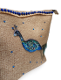 Fazlakat Hand Embroidered Peacock Jute Bag | Large Boho Tote Bag | Syrian Craft