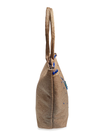 Fazlakat Hand Embroidered Peacock Jute Bag | Large Boho Tote Bag | Syrian Craft