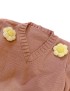 Closeup to little Girls’ Hand-Knitted Daisy Dream Sweater – 3D Floral Knit Jumper